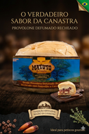 Queijo Provolone Defumado (Bola) Recheado com Requeijão e Carne Seca  +- 500g